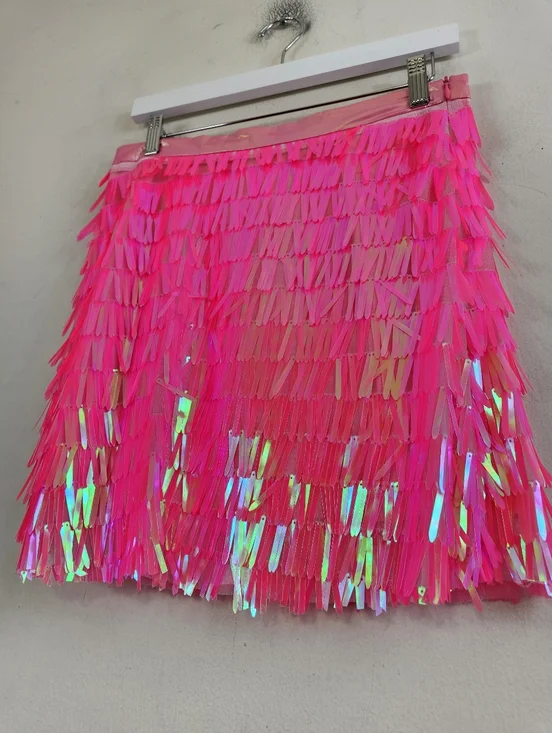 Queen Of Sparkles rectangle sequin skirt in hot pink - Picture 4 of 9